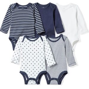 Moon and Back navy Stars and Stripes organic  longsleeve onsie bundle 24 months